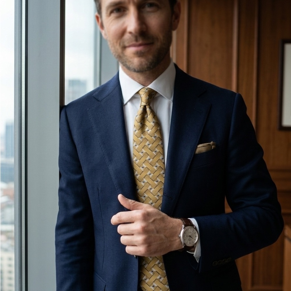 Robert Talbott Geometric Gold Tie - image 1